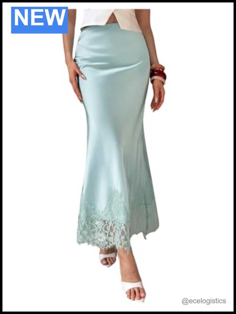 Elegant Lace Satin Pencil Skirt Fishtail Maxi Party Cocktail